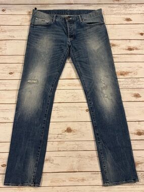 Emporio Armani Men’s Button Fly Jude: Sexy Fit Distressed Jeans Size 38